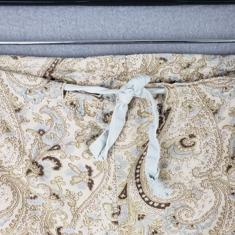 Pottery Barn Size S Pajama Set Beige Paisley Neutral Rustic Timeless‎ Loungewear